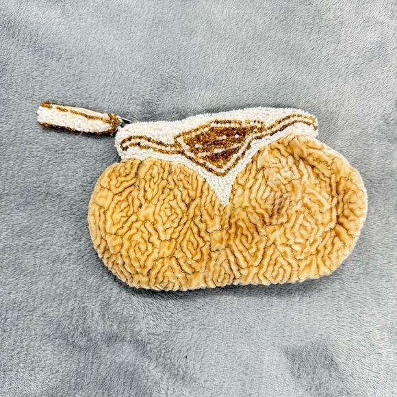 Elegant Cream and Brown Beaded Clutch - Picture 3 of 3